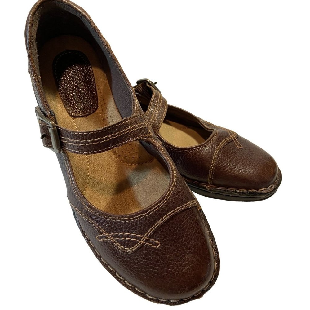 Earth Origins Mary Jane Shoes Brown Leather Women's Size 8 EUC